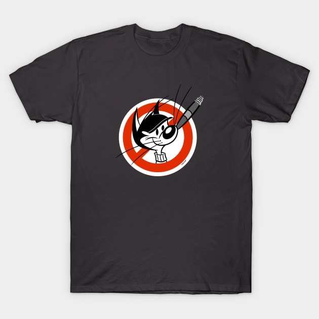 No Smoking Cat Sign Retro 30s Cartoon Rubber Hose Style T-Shirt by Skull Island Productions